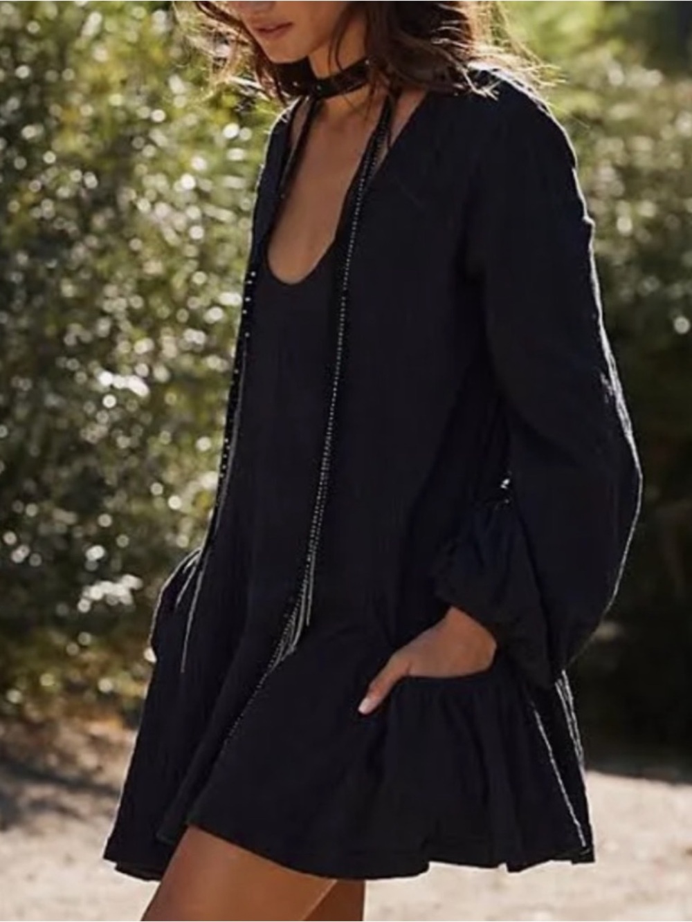 NWOT FREE PEOPLE FP Beach Bayside Mini Black Dress SZ: M